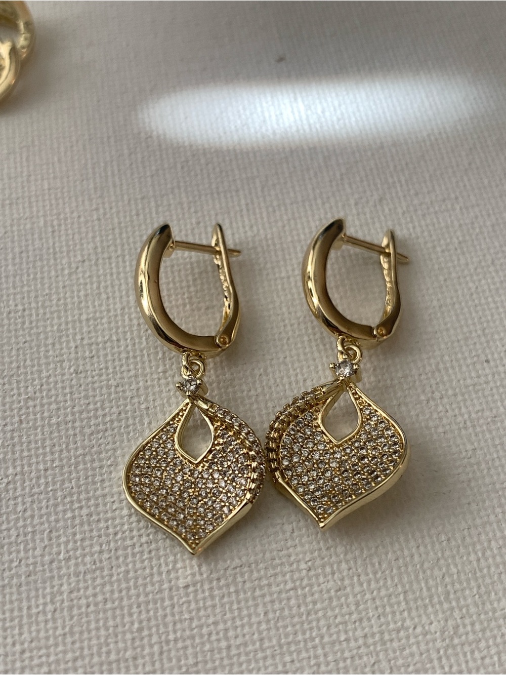 Gold-tone Pavé Drop Hinge Earrings